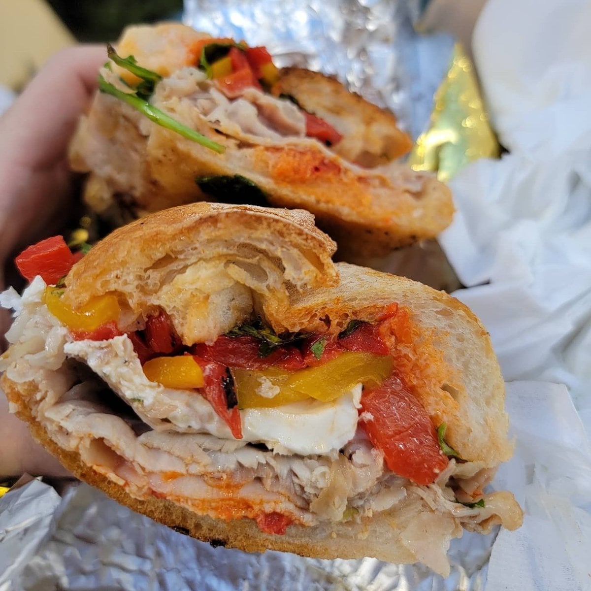 Roasted Pepper and Mozzarella Sandwich at Alidoro