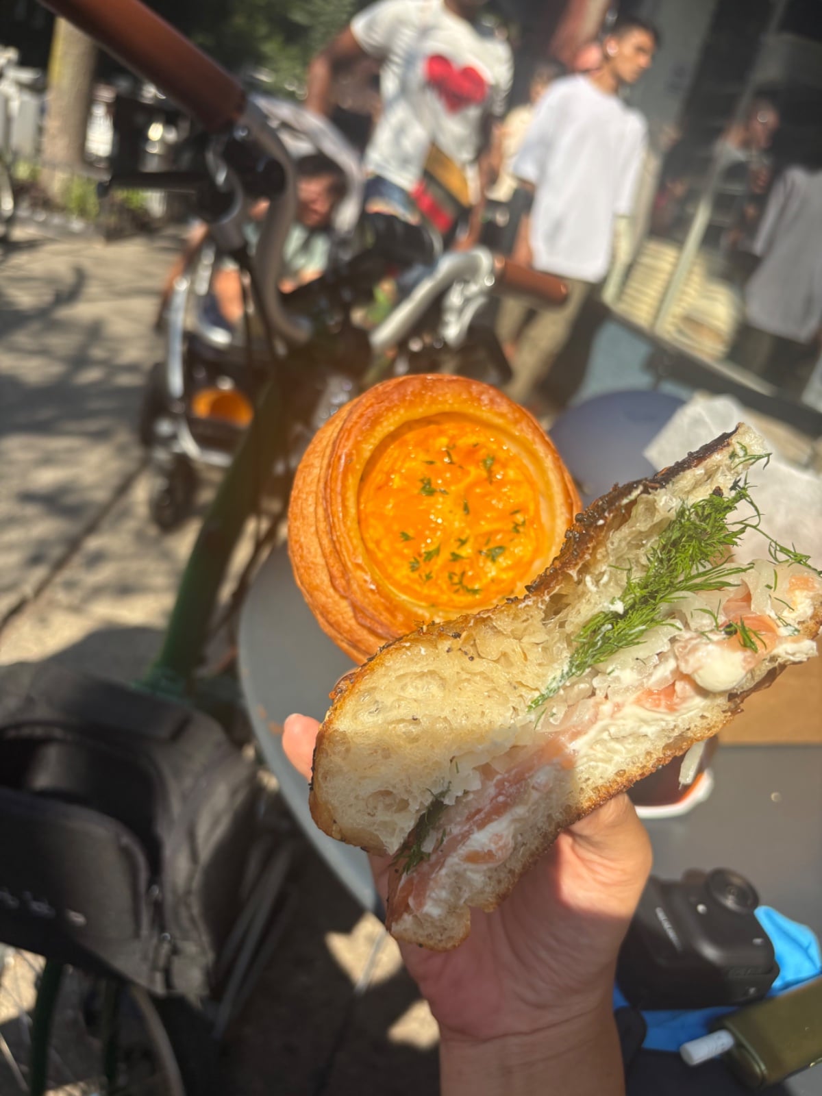 Salmon Sandwich, Tomato Danish, Fruit Danish photo